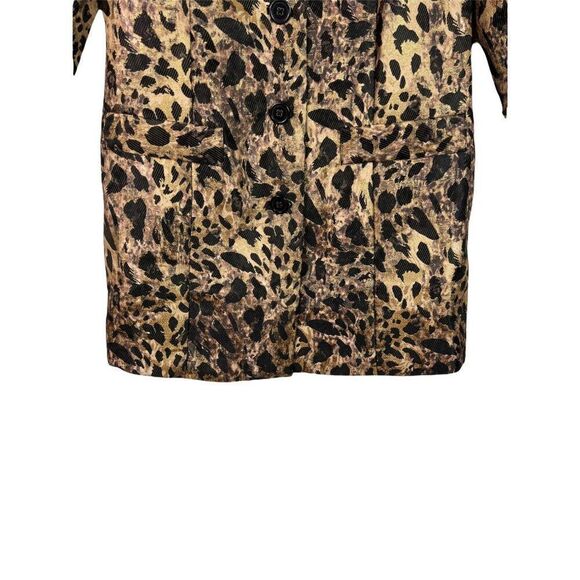 Chico's 0 Jacket 3/4 Sleeve Animal Jacquard Nonie Chocolate NWT - Picture 3 of 11